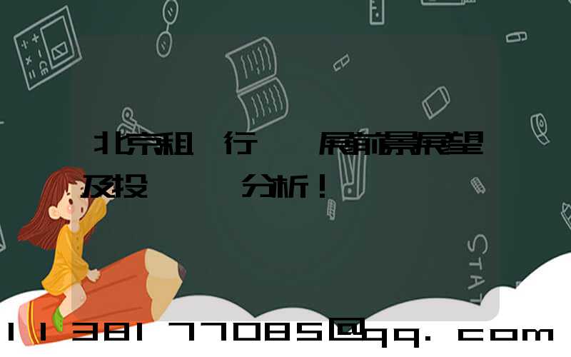 北京租車行業發展前景展望及投資機會分析！
